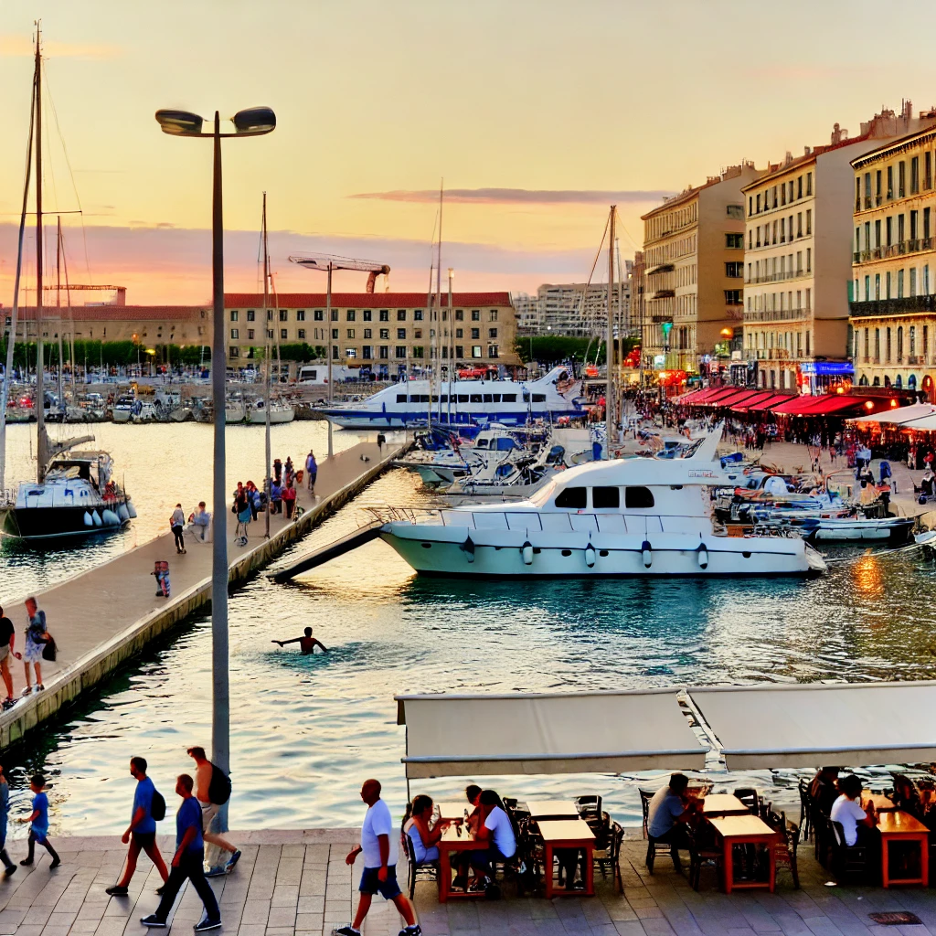 Le Vieux-Port de Marseille au coucher de soleil